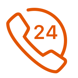 A graphic icon of a phone